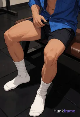 Anime illustration of exactly 1 adult man. Man 1: light to medium tan. Man 1 has fully exposed eyes,