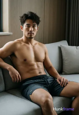 Photograph of exactly 1 adult man. Man 1: Asian, light to medium tan, oval with defined jawline, sho