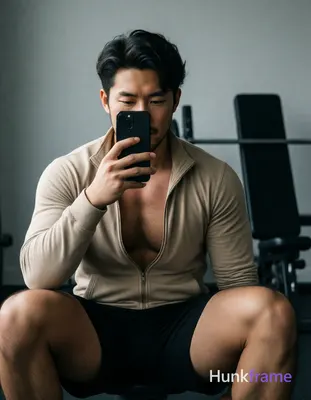 Asian man with light-medium skin and short dark wavy hair parted left, clean-sha