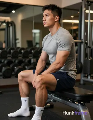 Photograph of exactly 1 adult man. Man 1: Asian or mixed heritage, light to medium tan, oval with de