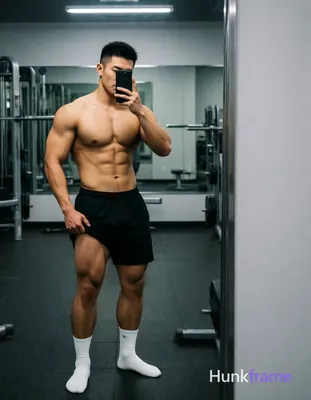 Asian man with light-medium skin and black short textured crop hair, clean-shaven jawline standing i