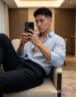 Photograph of exactly 1 adult man. Man 1: Asian, light-medium, oval with defined