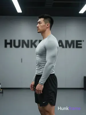 Asian man with light-medium skin, short black buzz cut textured top and clean si