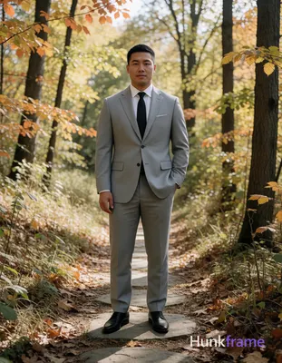 Photograph of exactly 1 adult man. Man 1: Asian, medium-light, oval with strong