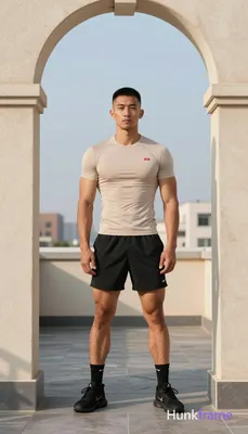 Asian man with light to medium tan skin and short black straight hair, clean-sha