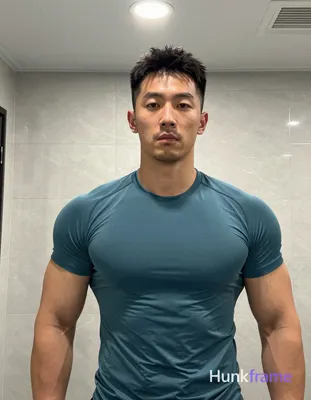 Asian man with short black textured hair and stubble beard stands facing camera in a chest-to-chin c