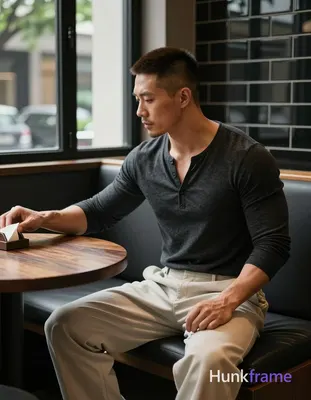 Asian man with medium-tan skin and a short buzz cut featuring dark brown texture