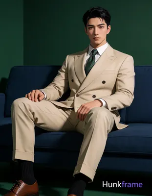 Asian man with short black hair and clean-shaven face rendered in polished anime