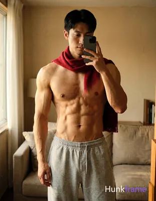 Asian man with short black hair and clean-shaven face standing in a cozy indoor 