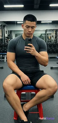 Asian man, light-medium skin tone, short black buzz cut straight texture high fo