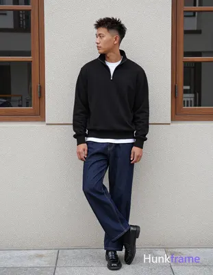 an anonymous figure man with light to medium tan skin stands in profile facing left against a textur