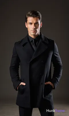 A handsome muscular man standing confidently on a runway in a full-body pose, dr