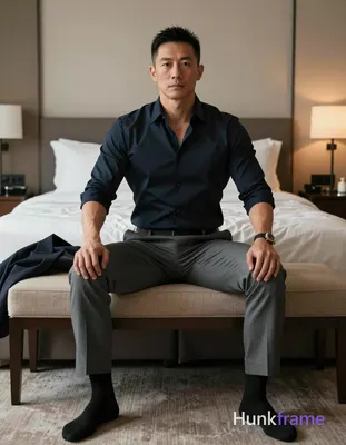 same recurring adult male subject throughout one photo shoot, consistent facial 