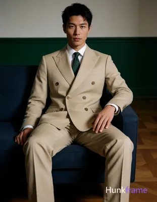 Photograph of exactly 1 adult man. Man 1: Asian, light-medium, oval with defined