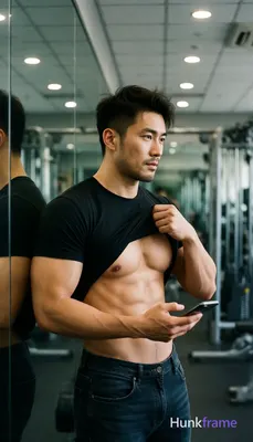 Photograph of exactly 1 adult man. Man 1: Asian, light-medium, oval with defined