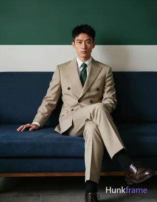 Photograph of exactly 1 adult man. Man 1: Asian, light-medium, oval with defined