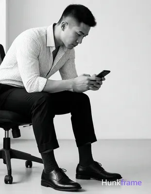 Asian man with short buzz cut, dark brown/black textured top fade to skin on sides and back, clean-s