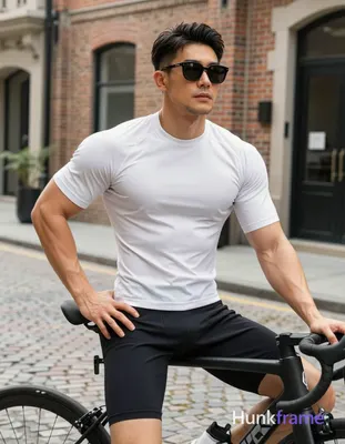Asian man with light-medium skin and short dark hair featuring a textured top and faded sides, weari