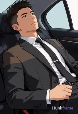 Asian man with short dark brown spiky undercut hair and clean-shaven face, neutr