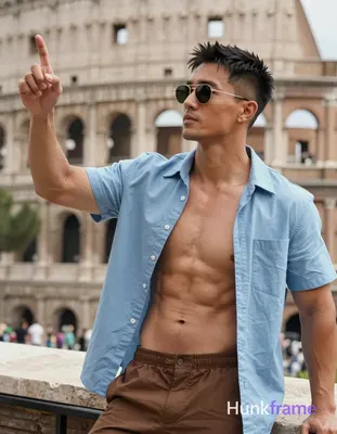 Asian man with light-medium skin and short black hair featuring a textured top and faded sides, wear