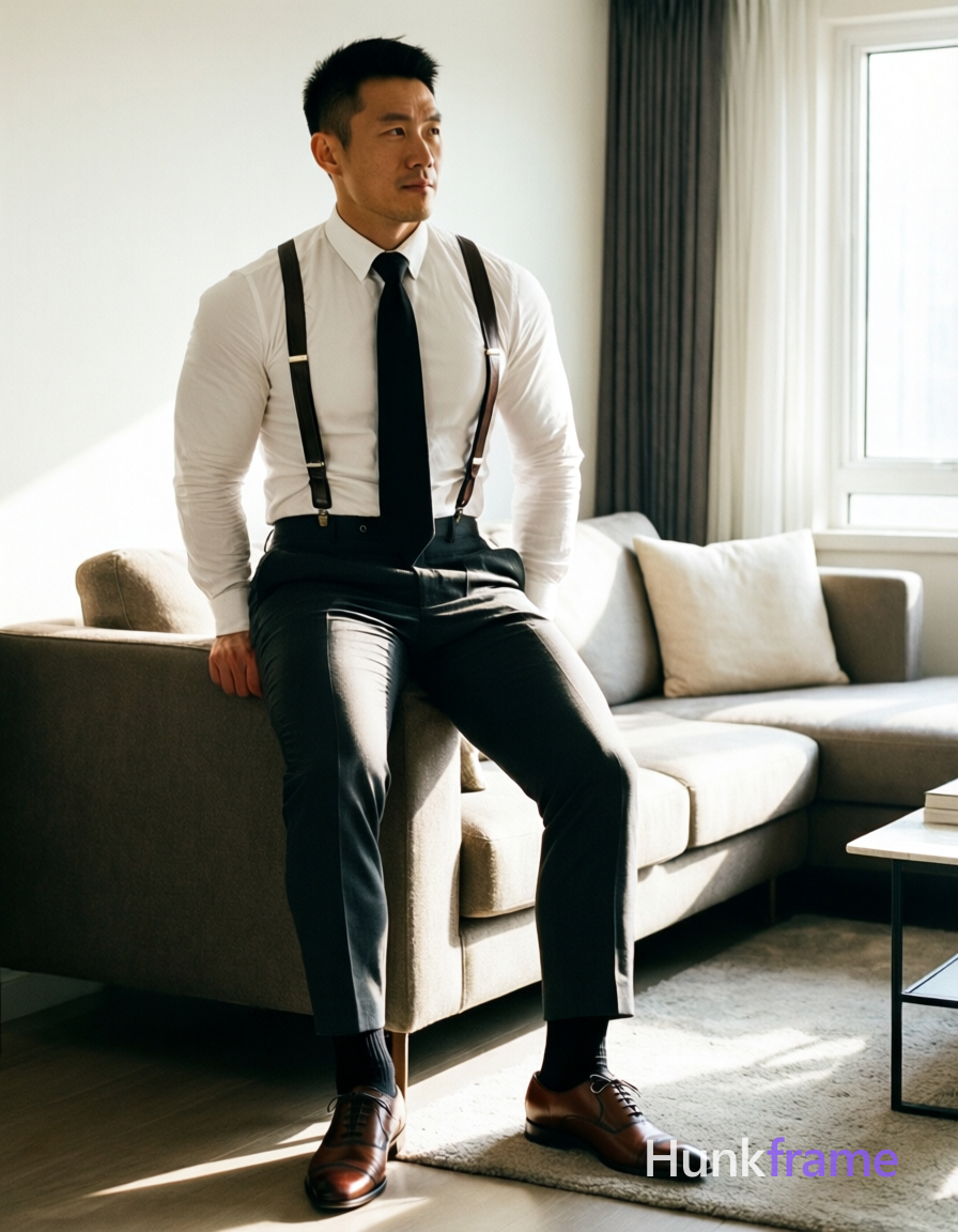 A handsome adult man with light-medium skin and short black hair stands casually