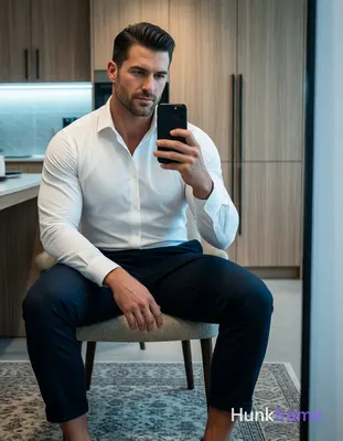 Photograph of exactly 1 adult man. Man 1: light to medium, oval with defined jawline, short, dark br