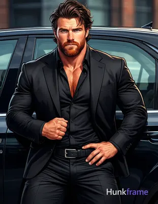 A polished anime-style illustration of a 30-year-old Caucasian man with medium-t