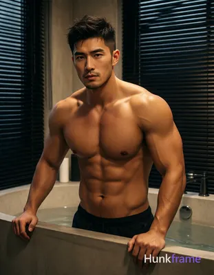 Anime illustration of exactly 1 adult man. Man 1: Asian, tanned, square jawline 