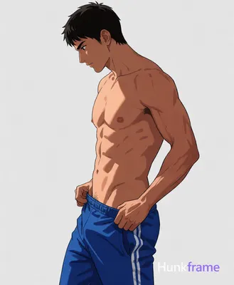 Polished anime style illustration of a Hispanic man with tanned skin and short d