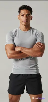 Vertical fashion editorial portrait of an adult man with light to medium tan ski