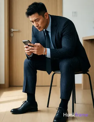 Asian man with light to medium tan skin and short textured dark hair, clean-shaven face wearing a fo