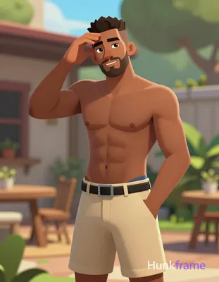 Adult male character rendered in polished 2.5D next-gen game art style with light-to-medium tan skin