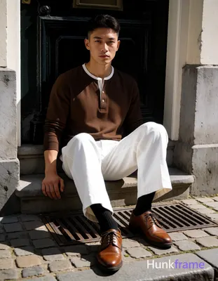 Asian man with light-medium skin and short dark brown undercut hair sits centered in a vertical port