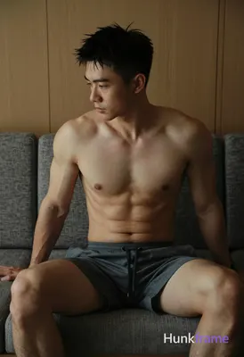Photograph of exactly 1 adult man. Man 1: Asian, light to medium tan, oval with defined jawline, sho