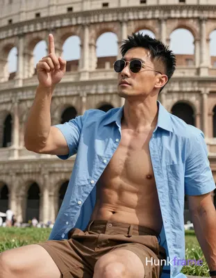 Asian man with light-medium skin and short black hair featuring a textured top and faded sides, wear
