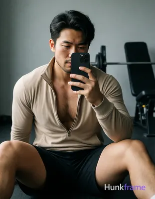 Asian man with light-medium skin and short dark wavy hair parted left, clean-sha