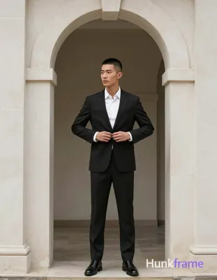 an anonymous figure man with light to medium tan skin and short black buzz cut stands upright in fro