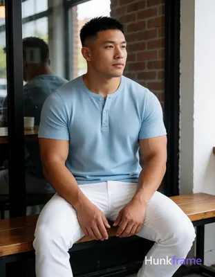 Heavily muscular adult man with substantial muscle mass, wide shoulders, thick neck, large chest and