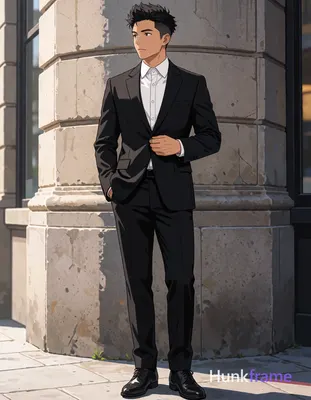 Asian man with short textured black hair styled upward and back, clean-shaven face, neutral composed