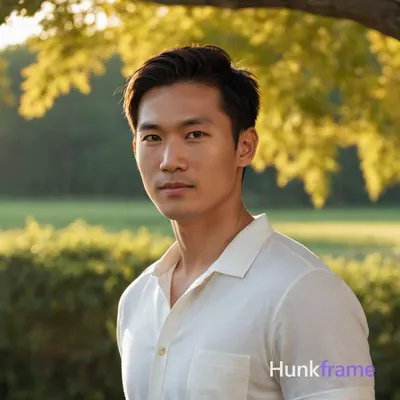 A handsome Asian male in his mid-twenties stands confidently on an open road at 