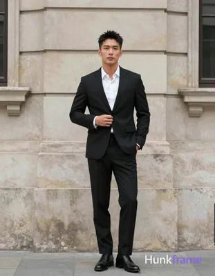 Asian man with light to medium tan skin and short textured black hair styled upward and back, clean-