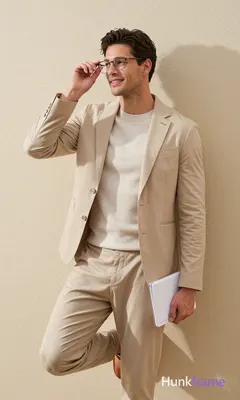 an anonymous figure man in his 30s, light to medium tan skin, short textured dark brown hair styled 