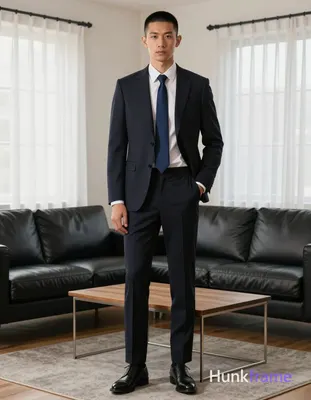 an anonymous figure man with short black buzz cut and clean-shaven face, neutral gaze directed forwa