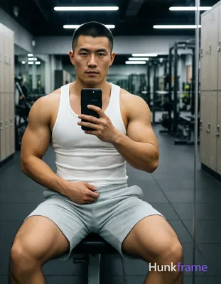 Photograph of exactly 1 adult man. Man 1: East Asian, light-medium, square-jawed