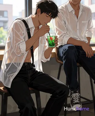 an anonymous figure adult men in polished anime 2.5D next-gen game art style left seated on dark sto