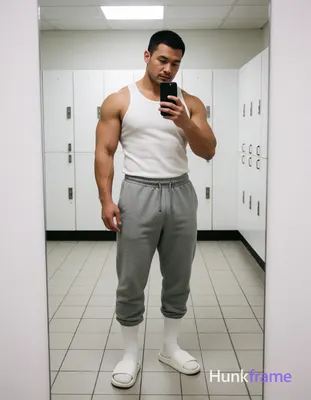 Heavily muscular adult man with substantial muscle mass, wide shoulders, thick neck, large chest and