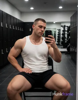 Heavily muscular adult man with substantial muscle mass, wide shoulders, thick n