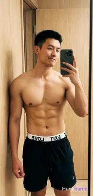 an anonymous figure fitness influencer with short black hair and clean-shaven fa