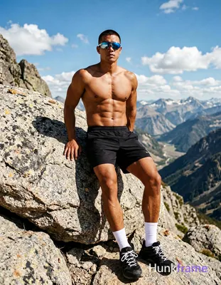 Hispanic or latino man, tanned skin, short dark brown buzz cut with no parting, wearing reflective b