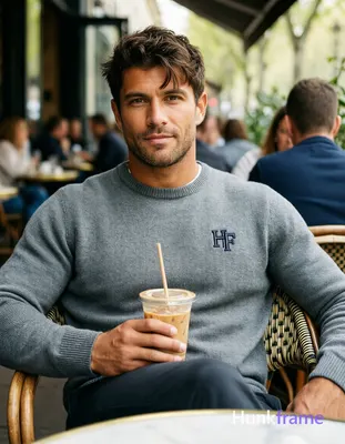 an anonymous figure man with light to medium tan skin and natural sun highlights, short textured dar